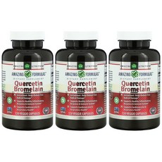 Amazing Nutrition Quercetin Bromelain 어메이징 뉴트리션 퀘르세틴 브로멜라인 120베지캡슐 3병 스테아르산 마그네슘 함유, 3개, 120정