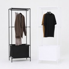 간편 조립설치 튼튼한 간이 바구니수납 행거 옷장(60cm 2색) 헹거 빈티지 여자 사무실, 블랙
