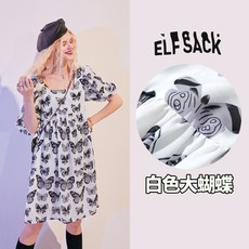 파이오닉스 주머니원피스 요정의 포켓 버블 소매 하이웨스트 여성 가을 플라워 프린트 슬림핏 A라인
