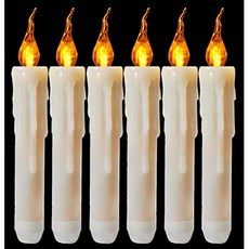 Houdlee 6PCS 왁스 담근 호박색 번쩍이는 불꽃없는 LED 콘 양초 크리스마스 결혼식 촛대 파티 벽 촛대 (Set of 6 Soft Bulb Yellow-1), Set of 6 Soft Bulb Yellow-1