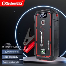자동차 밧데리 충전기 점프스타터 Soulor X4 점프 스타터 보조배터리 비상 시동 전원 공급 장치 야외 12V 배터리, 1개