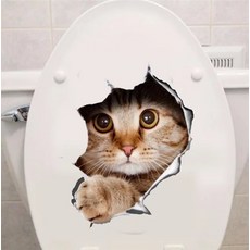 고양이 3D 벽 스티커 홀 뷰 욕실 변기 거실 홈 개성 장식 데칼 동물 아트 벽지 포스터, [01] cat1