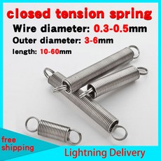 와이어 직경 0 3 4 5mm 장력 리턴 스프링 마이크로 304 소형 10, 4mm, 0.4mm, 50mm, 1개