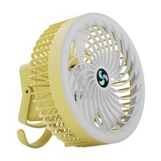 LED 라이트가 달린 USB 데스크 팬 휴대용 무음 3단 조절이 가능한 홈 오피스 자동차 실외용 강력한 냉각 팬, 노란 색
