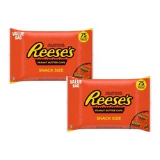 REESES REESES Peanut Butter cups 레시스 리세스 밀크 초콜릿 피넛 버터 컵 1.2kg 75개입 2팩, 2개