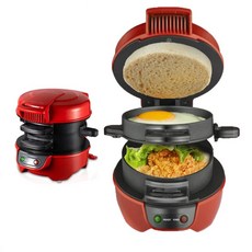 BLOWFISHFUGU 햄버거메이커 가정용 미니샌드위치메이커 와플후라이팬 미니 조식기, 레드, 1