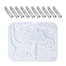 오래쓰는 3D 고양이 금형 브로치 크리스탈 에폭시 수지 쥬얼리 실리콘 DIY 공예 만들기 액세서리 주조 도구, [01] mold and brooch, 01 mold and brooch