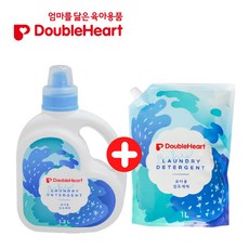 [더블하트] 유아섬유세제+섬유유연제 2개세트선택, 01_섬유세제1200(용기)+섬유세제1000(리필)