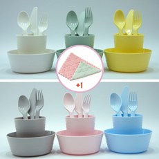 이케아 칼라스 유아식기 접시 그릇 컵 식기도구 세트, 1세트, 3종(그릇6,컵6,식기18)+행주