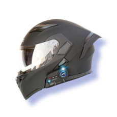 킥커머스 초경량 블루투스 풀페이스 시스템 오토바이헬멧 하이바 바이크 헬멧, M, 매트블랙