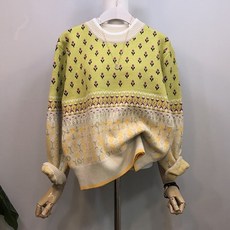 라임브릿지 아이비 나염 라운드 니트