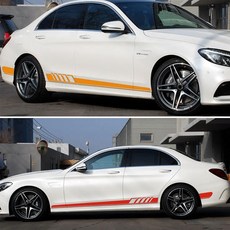 벤츠 C클래스 사이드 데칼스티커 W204 W205 C63 AMG에디션 호환 용품, A TYPE(SIDE DECAL A-002), 03.블랙(카본), 1개