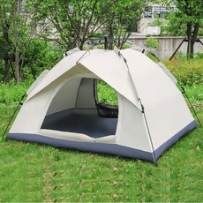 Zebeer 원터치 텐트 캠핑 그늘막 텐트 사각 방풍 텐트, 3-4인용(200*200*140cm), 베이지+블루