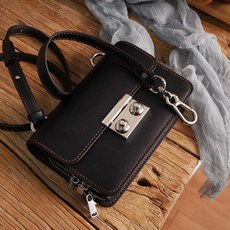 리얼 가죽 미니백 가죽 가방 DIY 세트 집콕 취미 가죽 공예, 블랙 소재백 비완제품개