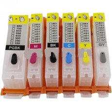 PGI550 150 450과 호환되는 멀티컬러 6PCS 빈 리필 잉크 카트리지 IP7250 MG5450 MX725 MX6350 MG8750 IP8750 MG7140 IP8740