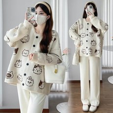 봄가을 임산부 니트 가디건 빅사이즈 패션 임부복 하객룩 데일리 캐릭터 자수 스웨터 가디건 코트 YJW