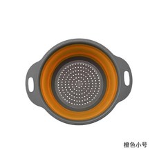 손잡이 접이식 실리콘 소쿠리 과일 야채 세척 바구니 여과기 주방, 4.주황색, B.19.5X24X8.3CM, 1개