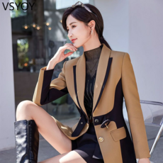 vsyoy 작은 정장 재킷 여성 봄 2022 새로운 느슨한 패션 캐주얼 기질 긴 소매 전문 정장 수석 느낌 재킷