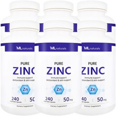 [미국빠른직구] 마이라이프 내추럴스 퓨어 징크 아연 50 mg, 240정, 6개