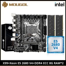 MOUGOL 데스크탑 PC용 게이밍 마더보드 세트 인텔 제온 E5 2680 V4 및 DDR4 8 Gx2 2133MHz 듀얼 채널 ECC RAM M.2 NVME X99