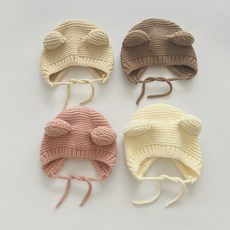 미소 곰니트보넷모자 유아모자 아기모자 돌촬영 백일촬영 선물용 나들이모자