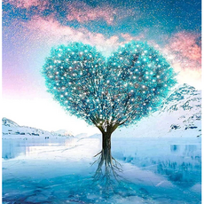 JISAN 보석십자수 캔버스형 40 x 30 cm DIY 세트 bsx10 큐빅, , 하늘하트 사랑나무