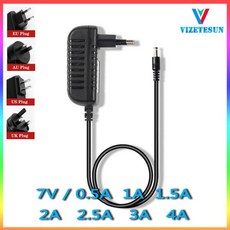 DC 전원 어댑터 EU 플러그 7V 1A 2A 3A 4A AC 110V 240V 5.5x2.1mm, 한개옵션2, 02 7V1.5A, 01 EU