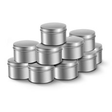 26 10 팩 캔들 통 양초 만들기용 블랙 4 oz 항아리 금속 주석, 10pcs silvery, 10개