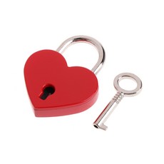 심장 모양 빈티지 오래된 골동품 스타일 미니 고아식 자물쇠를위한 키 잠금 장치를위한 자물쇠, 빨간색, 1개