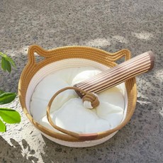 천연 고양이 둥지 폴리 등나무 직조 걸이 바구니 침대 애완견 그, 1개