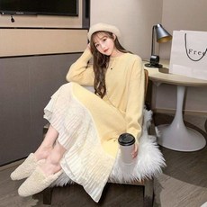 임부복 빅사이즈 임산부니트스커트 원피스 임부 니트 스커트 루즈핏