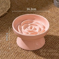 세라믹 고양이 강아지 슬로우 애견 그릇 사료 식기, 결함 제거, 1개, 하이풋꽃모양슬로푸드볼핑크불량처리