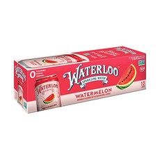 Waterloo Sparkling Water Watermelon Zero Calorie 워터루 수박 워터멜론 탄산수 무설탕 음료 354ml 12캔, 단일상품