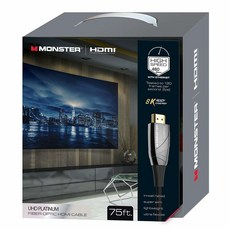 몬스터 Monster 22.9 m UHD 플래티넘 광섬유 HDMI 케이블 4K HD 화질 풍부한 색상 7.2 서라운드 사운드 모노 스테레오 5.1 DTS 얇고 유연함