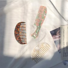 컨셉온 감성 로망 빈티지 셀룰로오스 자개 빗 휴대용, 반달_자개아이보리