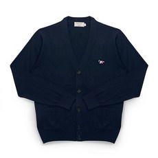 메종키츠네 20FW FU00501KT1036 NA 트리컬러 폭스패치 공용 가디건 네이비