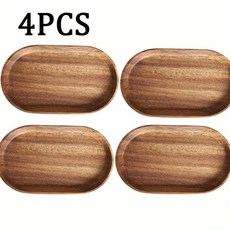 나무 원형 디저트 접시 일본식 트레이 스낵 말린 과일 식기, 1.4PCS-DarkColor, 1개
