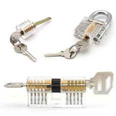 3개 투명 락픽 ( lockpick ) 자물쇠 열기 세트연습용 practical lock picking tools