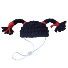조절 가능한 신축성 턱 스트랩 햄스터 모자 작은 애완 동물을위한 똑바로 머리띠를 가진 재미있는 니트 캡이있는 새 모자 의상