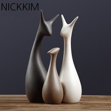 NICKKIM 닉킴 국내배송 고양이 장식품 3p 풍수 인테리어 소품 개업선물 재물 복 가족 인형 집들이 선물 까페 거실 꾸미기 장식 세트, 고양이세가족