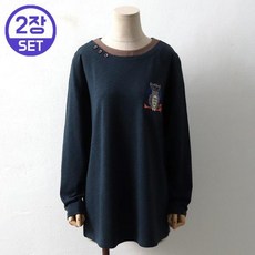 시드마켓 1+1 부엉이 자수 레이어드 긴팔티 20Z106H 빅사이즈 si351 여성