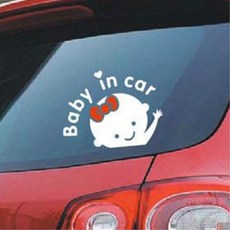 Baby in car 아기 차랴용 뒷 창문 스티커 차스티커 꾸미기 새차선물 선물용 자동차 차량, 블랙