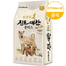 진도예찬 플러스 강아지 진돗개 대형견 대용량 건식 사료, 진도예찬 플러스 7.5kg, 7.5kg, 1개, 닭 - 진도예찬