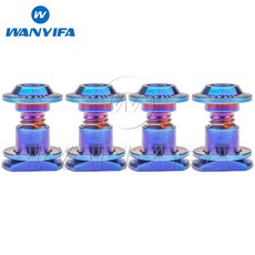 WA IFA 4SETS 와셔 신발 클램프 패드 너트 사이클링 M5 키트 볼트 나사 부품 자전거 티타늄 브레이크, Burn Blue