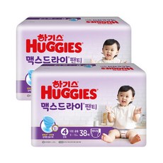 하기스 맥스드라이팬티4단계공용 38P X2팩 기저귀, 4단계