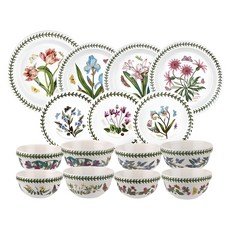 PORTmeIRION 波特玫琳恩 4人份植物圖案印花碗盤餐具組 15入, 隨機發貨, 5種餐具