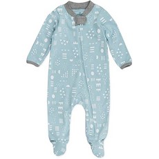 The Honest Company 베이비 오가닉 코튼 풋 파자마 수면 게임 (Newborn Pattern Play Teal)