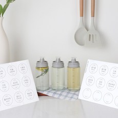 시노글라스 신형 오일병 양념병(라운드베이직 스티커 24종 포함), 그레이, 3개, 170ml
