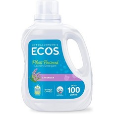 ECOS 세탁 세제 액체 100개입 - 피부과 테스트를 거친 비누 저자극성 EPA Safer Choice 인증 식물 유래 라벤더 100 Fl Oz, 1개