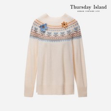 써스데이아일랜드 여성 플라워 캐시미어 가디건